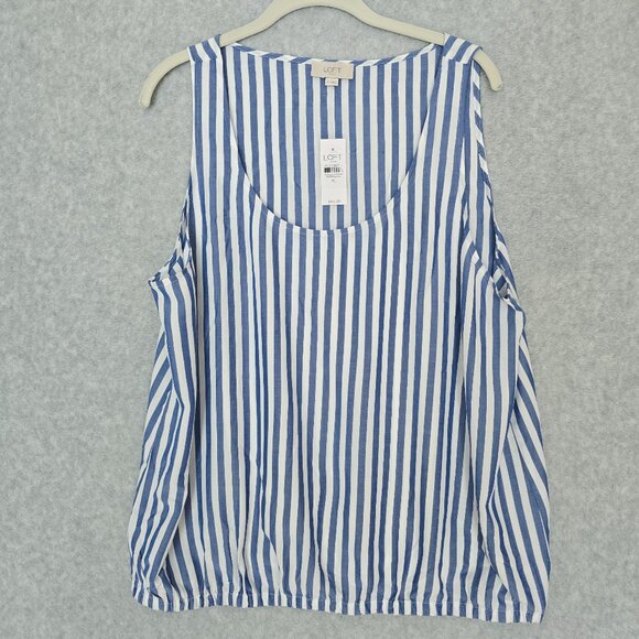 NWT LOFT Womens Size XL Sleeveless Blouse Tank Coastal Nautical Beach Resort - Picture 1 of 8